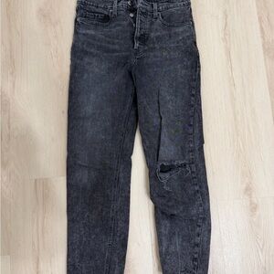 Old Navy Black Straight-Leg Jeans with Knee Distress